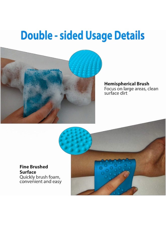2Pcs Long Silicone Back Scrubber For Shower, Back Cleaner, Silicone Shower Scrubber, Body Bath Brush, Exfoliating Loofah Brushes For Men and Women, Silicone Bath Scrubber, Double Sided (Blue+Pink) - Image 5