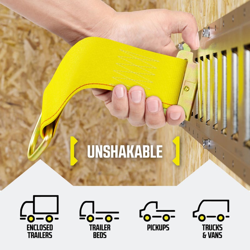DC Cargo Mall E-Track Rope Tie-Offs, 2" x 6" Tie Down Straps - 10 Pack, with D Ring (3000Lbs Break Strength), E Tack Accessories for for Load Securement in Pickups, Trailers, Trucks, Boats, Vans, Cars - Image 4