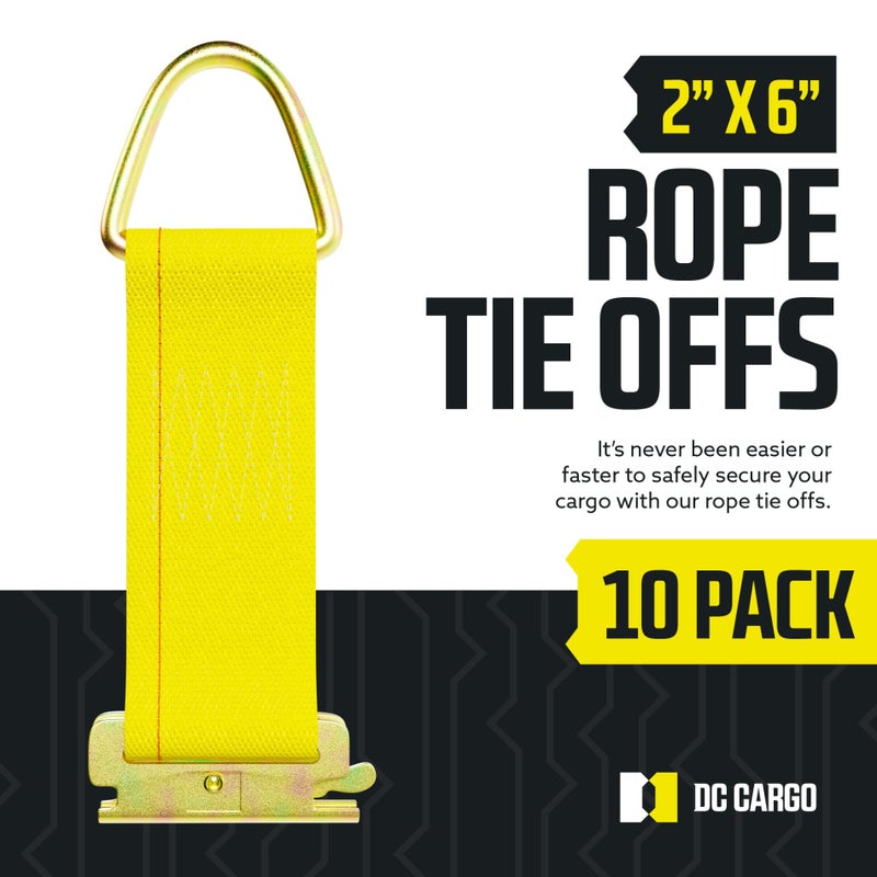 DC Cargo Mall E-Track Rope Tie-Offs, 2" x 6" Tie Down Straps - 10 Pack, with D Ring (3000Lbs Break Strength), E Tack Accessories for for Load Securement in Pickups, Trailers, Trucks, Boats, Vans, Cars - Image 2