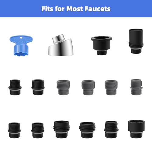 iFealClear Universal Pull Down Kitchen Faucet Head, 3 Function Spray Head for Kitchen Sink, Chrome Faucet Replacement With 15 Adapters" - Image 4