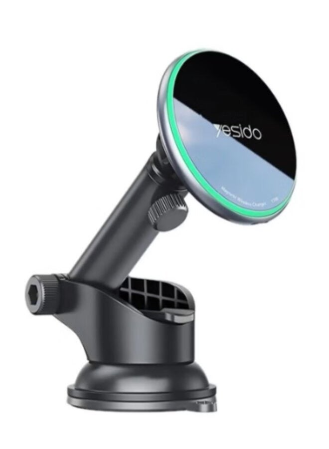 Yesido Car Mobile Wireless Charger Magnetic Holder Black - C132 - Image 1