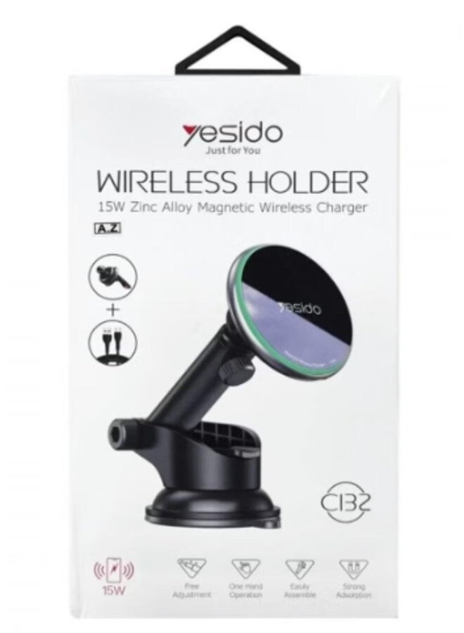 Yesido Car Mobile Wireless Charger Magnetic Holder Black - C132 - Image 3