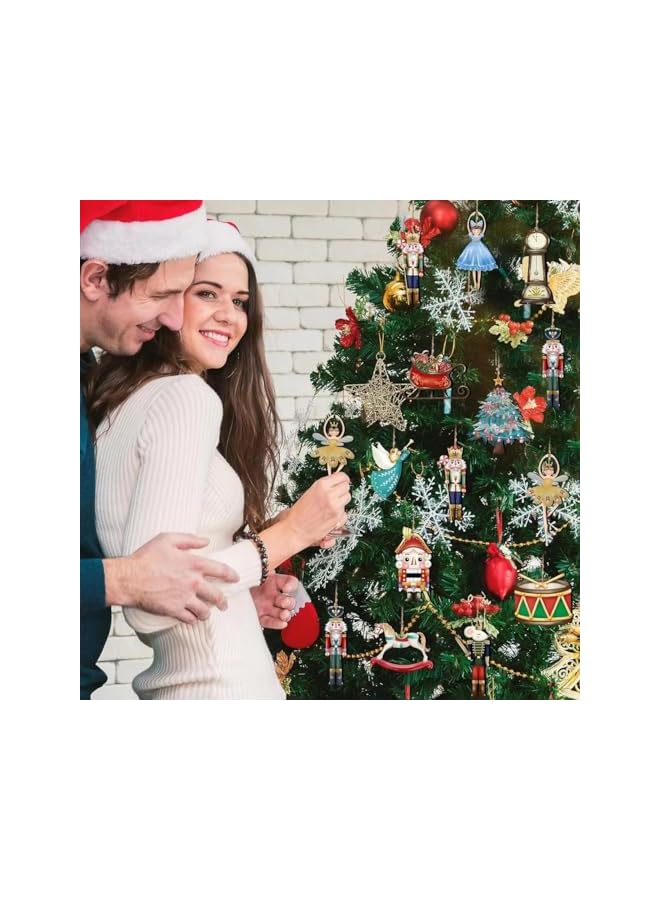 The Bros 36 قطعة زينة شجرة عيد الميلاد الخشبية العتيقة المعلقة - Image 4