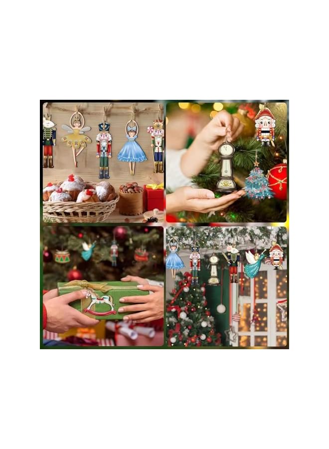 The Bros 36 قطعة زينة شجرة عيد الميلاد الخشبية العتيقة المعلقة - Image 5