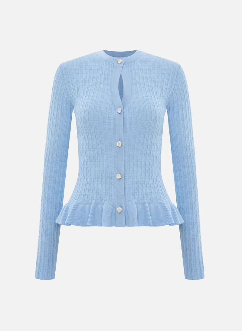 ليتشي كارديجان محبوك ملائم مع كشكشة