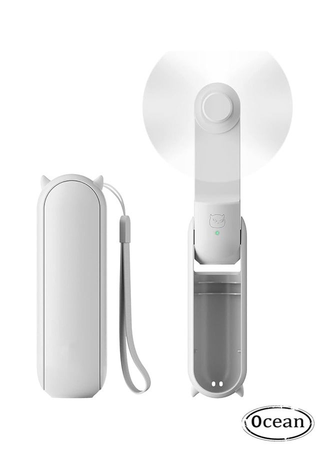 جي أس مروحة جيب صغيرة محمولة، مروحة محمولة محمولة باليد مع بطارية يمكن إعادة شحنها بسرعة 1500 ملليمترًا أمبير، مروحة رموش للفتيات، للأطفال الأنيقة الفتيات النساء السفر في الهواء الطلق (أبيض) - Image 1