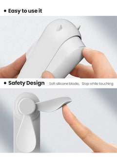 Ocean Portable Small Pocket Fan, Mini Hand Held Fan with USB Rechargeable 1500mAh Battery, Eyelash Fan for Girls, for Stylish Kids Girls Women Indoor Outdoor Travel (White)  - Image 4