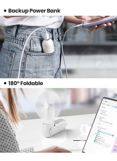 Ocean Portable Small Pocket Fan, Mini Hand Held Fan with USB Rechargeable 1500mAh Battery, Eyelash Fan for Girls, for Stylish Kids Girls Women Indoor Outdoor Travel (White)  - Image 5