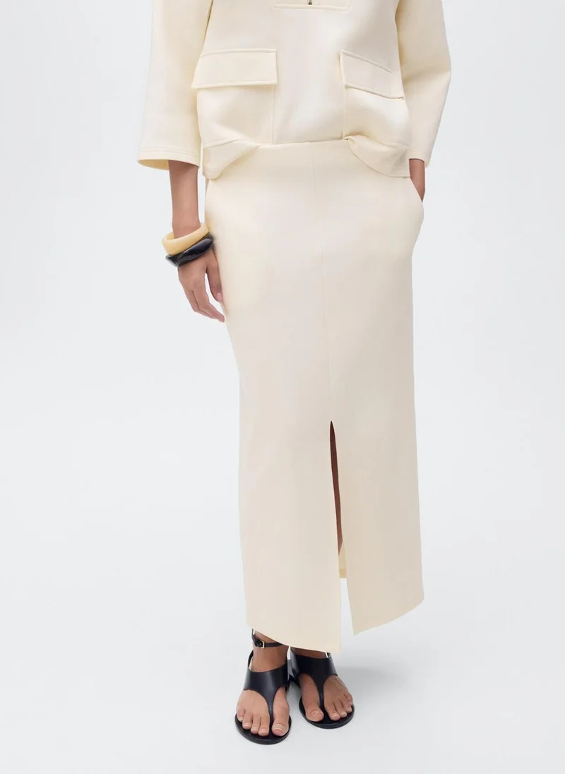MANGO Cotton skirt with opening