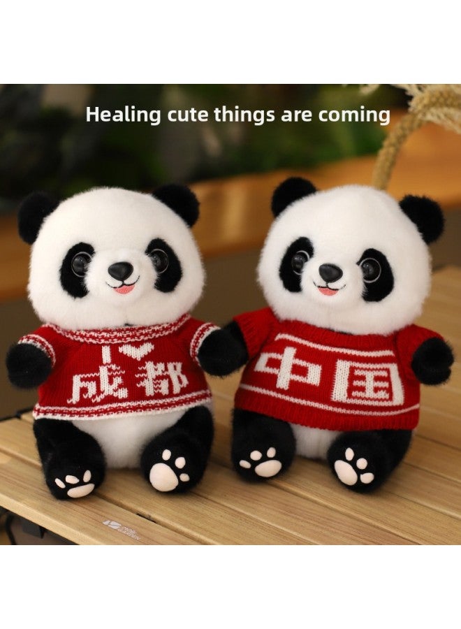 Cute National Treasure Giant Panda Doll Plush Toy Simulation Panda Doll Rag Doll Children's Birthday Gift Rich-Color:Yellow Panda Pocket Style-Height:About 25cm In Height [quality Assurance]