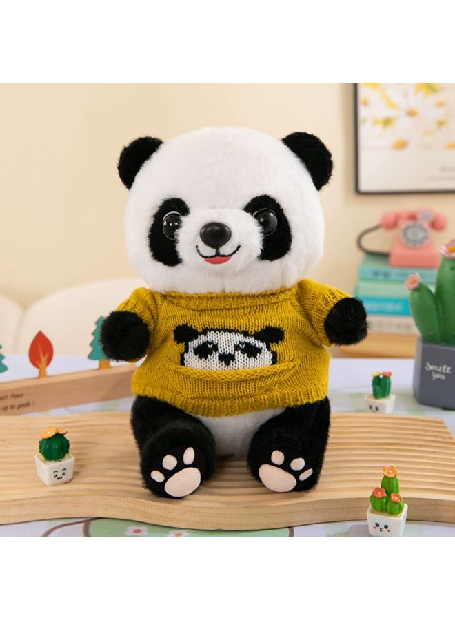Cute National Treasure Giant Panda Doll Plush Toy Simulation Panda Doll Rag Doll Children's Birthday Gift Rich-Color:Yellow Panda Pocket Style-Height:About 25cm In Height [quality Assurance]