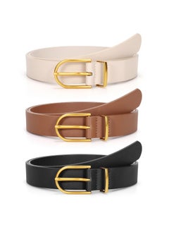 Women'S Leather Belts For Jeans Pants Fashion Ladies Belt With Gold Buckle, O-Black+Beige+Brown - pzsku/ZD3E86A777AC376663203Z/45/_/1735567020/fcf71f0e-a196-423f-8f3f-801b87593698