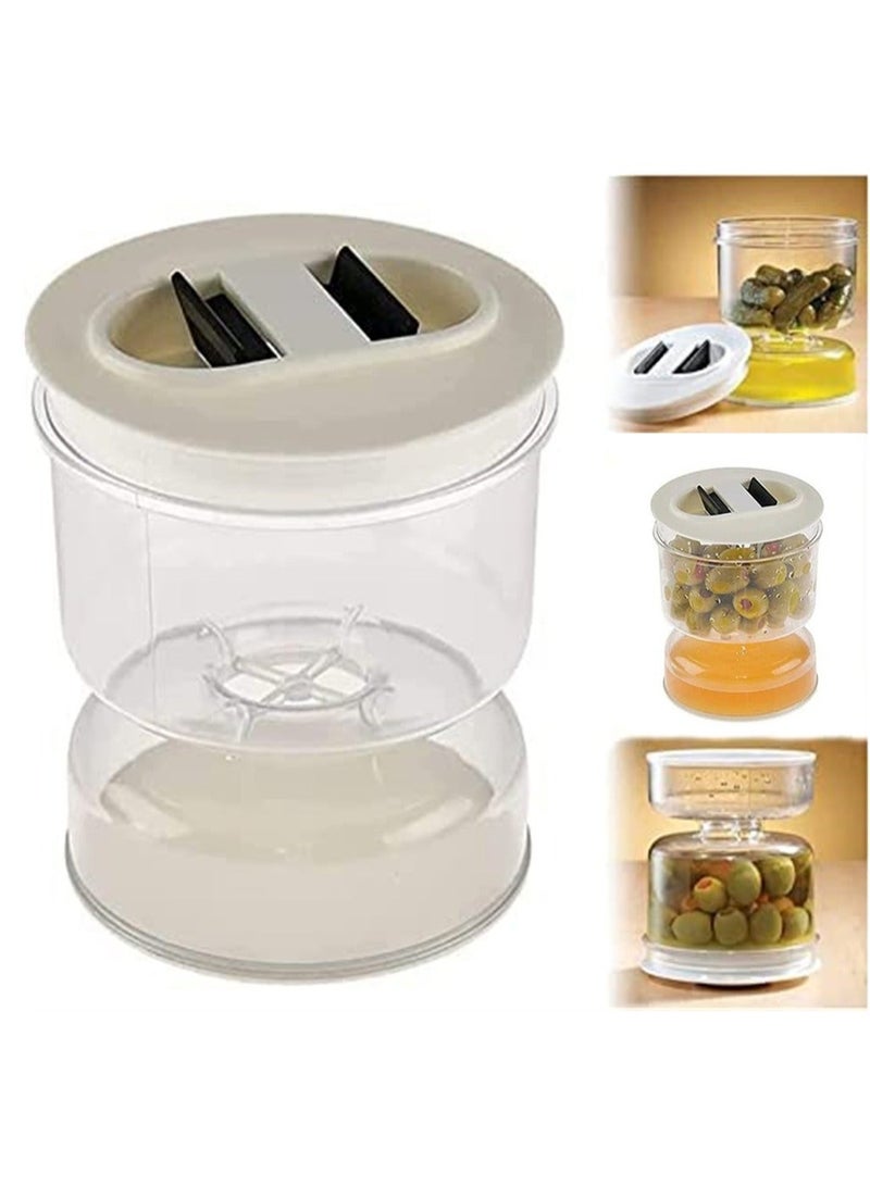 XiuWoo Pickle and Olive Hourglass Jar, Flip Jar Separated from Wet Dry, with Strainer Flip, Leak-proof Juice Separator, for Food Storage - Image 1
