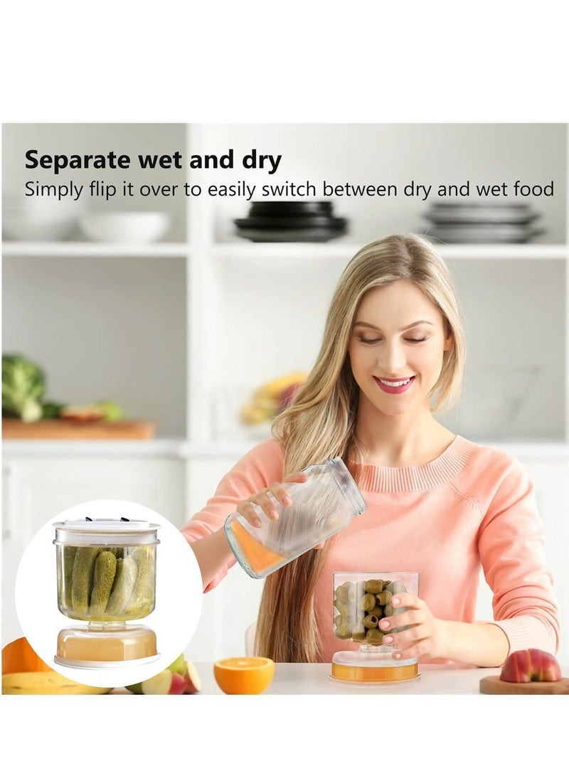 XiuWoo Pickle and Olive Hourglass Jar, Flip Jar Separated from Wet Dry, with Strainer Flip, Leak-proof Juice Separator, for Food Storage - Image 5