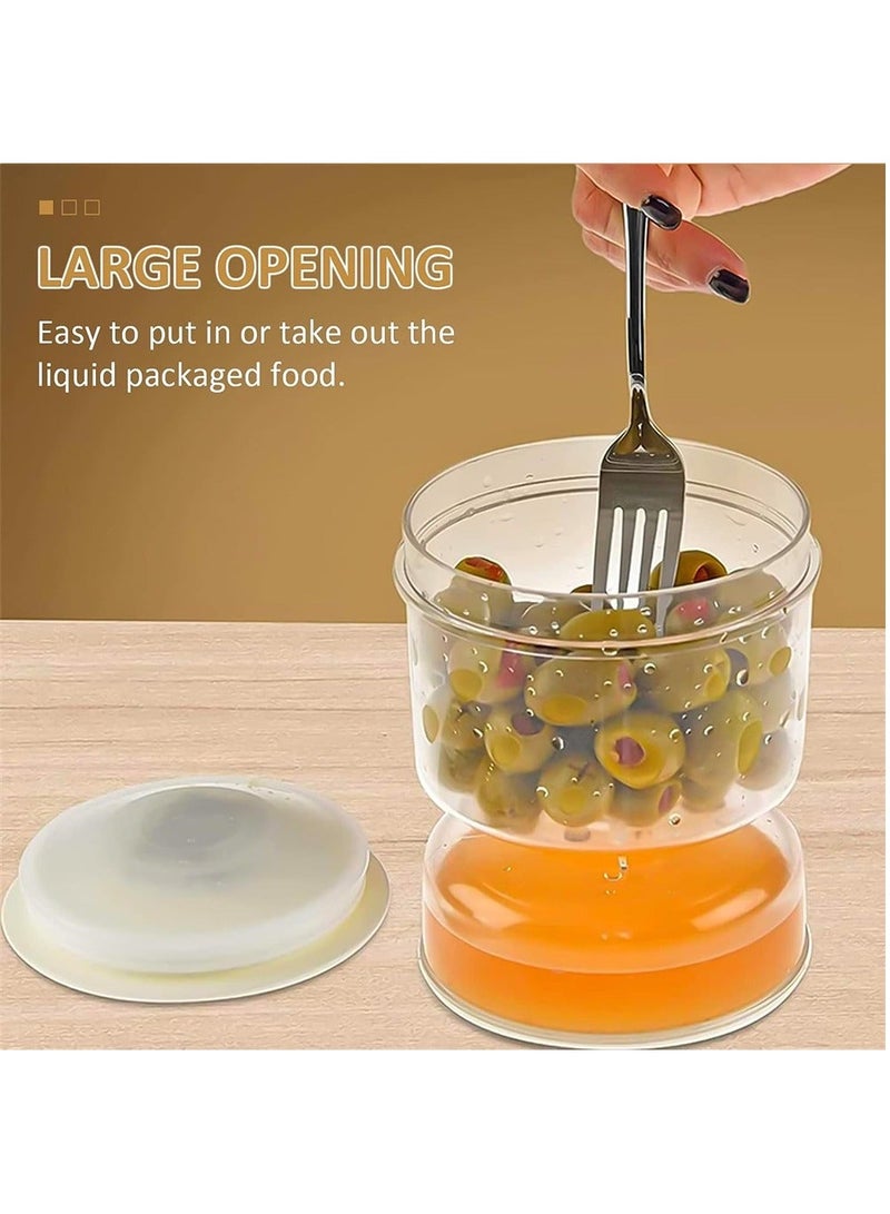 XiuWoo Pickle and Olive Hourglass Jar, Flip Jar Separated from Wet Dry, with Strainer Flip, Leak-proof Juice Separator, for Food Storage - Image 4