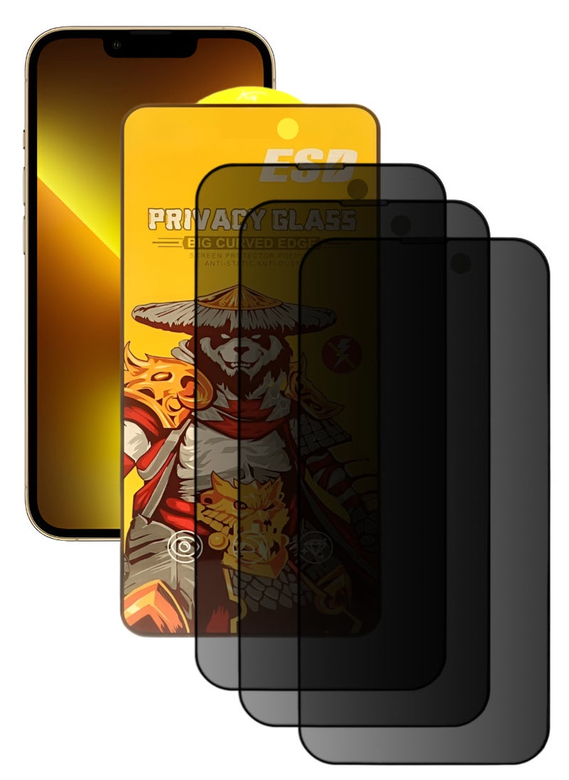 ESD 3 Pieces Tempered Dustproof Privacy Glass Screen Protector Compatible For iPhone 13 Pro - Image 1