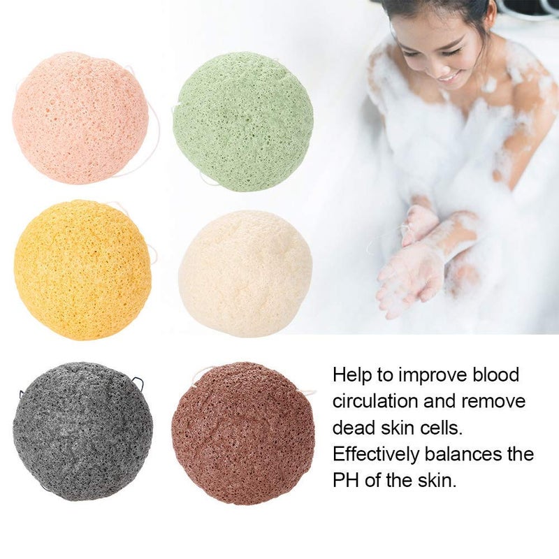 FILFEEL 6 Pieces Konjac Facial Sponge Set Skin Care Body Cleansing Gently Exfoliating Sponges Wash Face Flutter Natural Tools02Round - Image 3