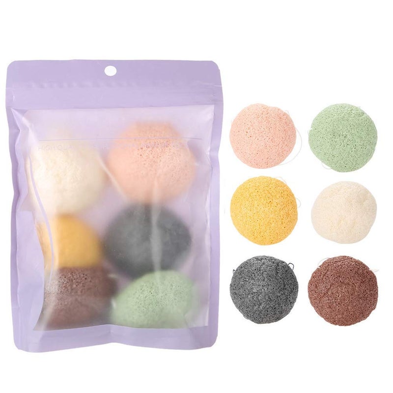 FILFEEL 6 Pieces Konjac Facial Sponge Set Skin Care Body Cleansing Gently Exfoliating Sponges Wash Face Flutter Natural Tools02Round - Image 1