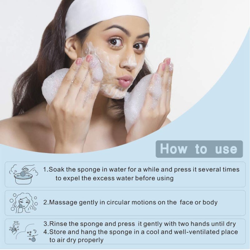 FILFEEL 6 Pieces Konjac Facial Sponge Set Skin Care Body Cleansing Gently Exfoliating Sponges Wash Face Flutter Natural Tools02Round - Image 4