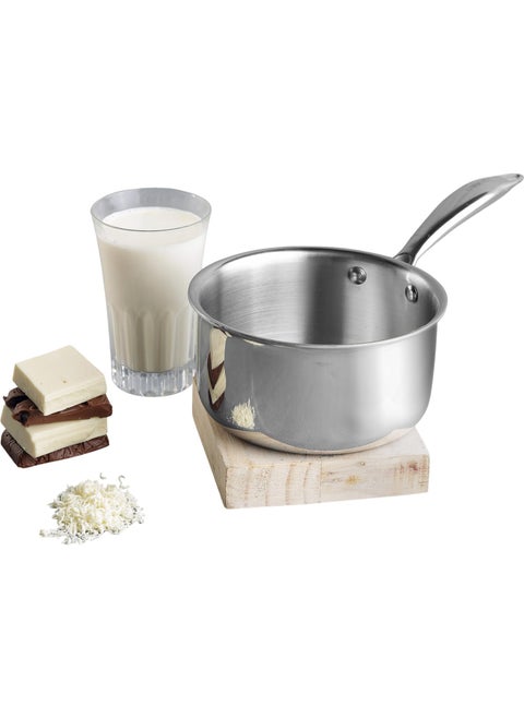 Vinod Platinum Triply Stainless Steel Milkpan 12 Litre 14 cm Easy Pour Spout TeaMilkChai Pan Rivetted Sturdy Handle Induction Gas Base 5 Year Warranty