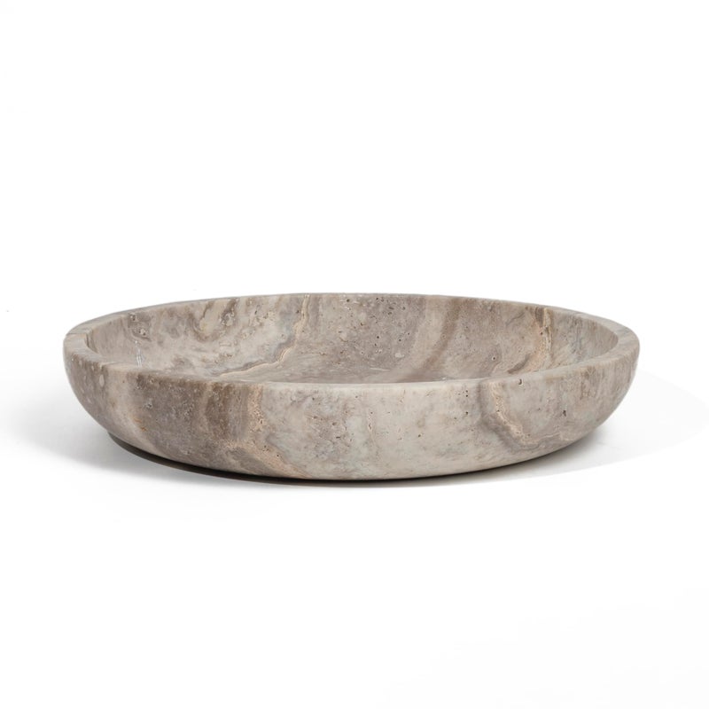 Shelf & Nook Travertine Decorative Bowls for Home Decor. Key Bowl for Entryway Table in a Choice of 5 Colors (Silver-Grey, Large) - Image 2