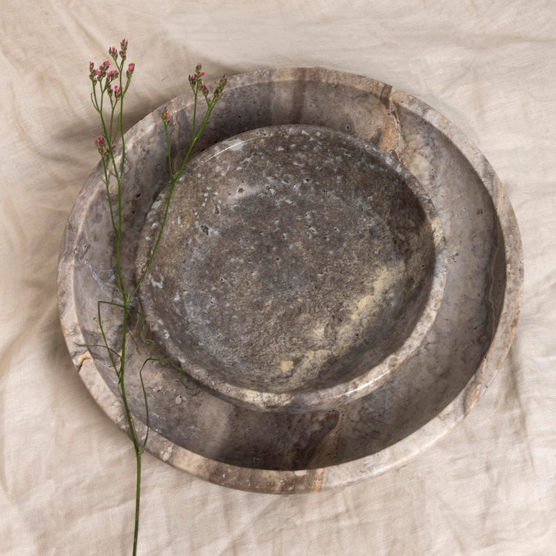 Shelf & Nook Travertine Decorative Bowls for Home Decor. Key Bowl for Entryway Table in a Choice of 5 Colors (Silver-Grey, Large) - Image 4