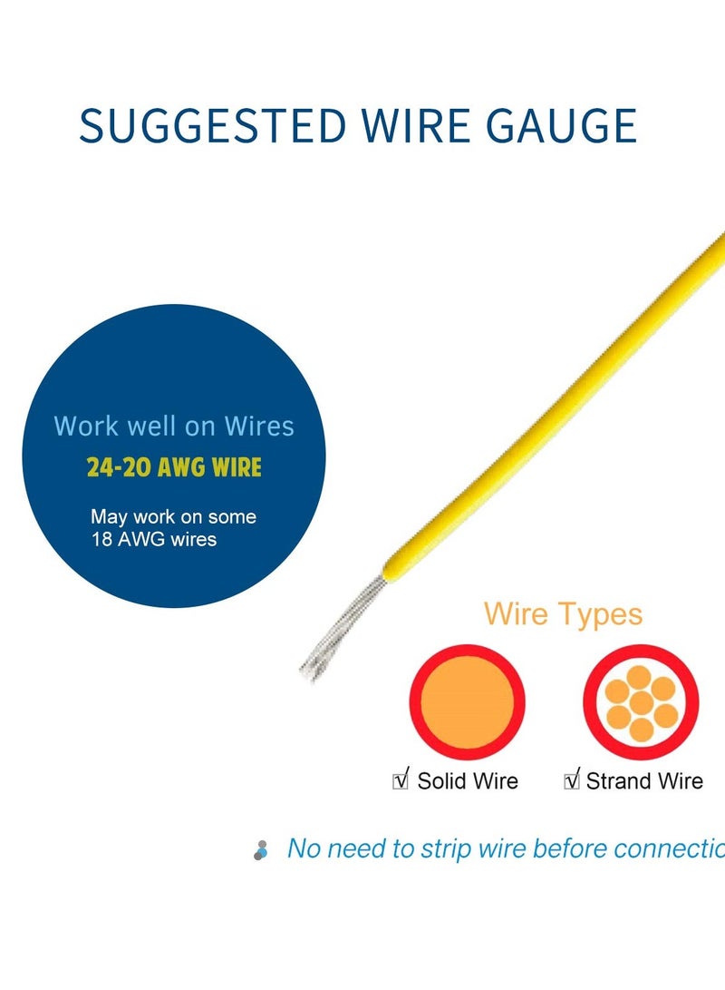 Excefore Low Voltage Wire Connectors, Wire Tap 20-24 Gauge Wire Connectors Splicer, I Type 2 Pins - 16 Pack - Image 2