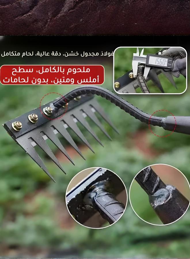 8-Teeth Manganese Steel Garden Rake, Multifunctional Weeding & Soil Loosening Tool for Planting and Farming - Image 4