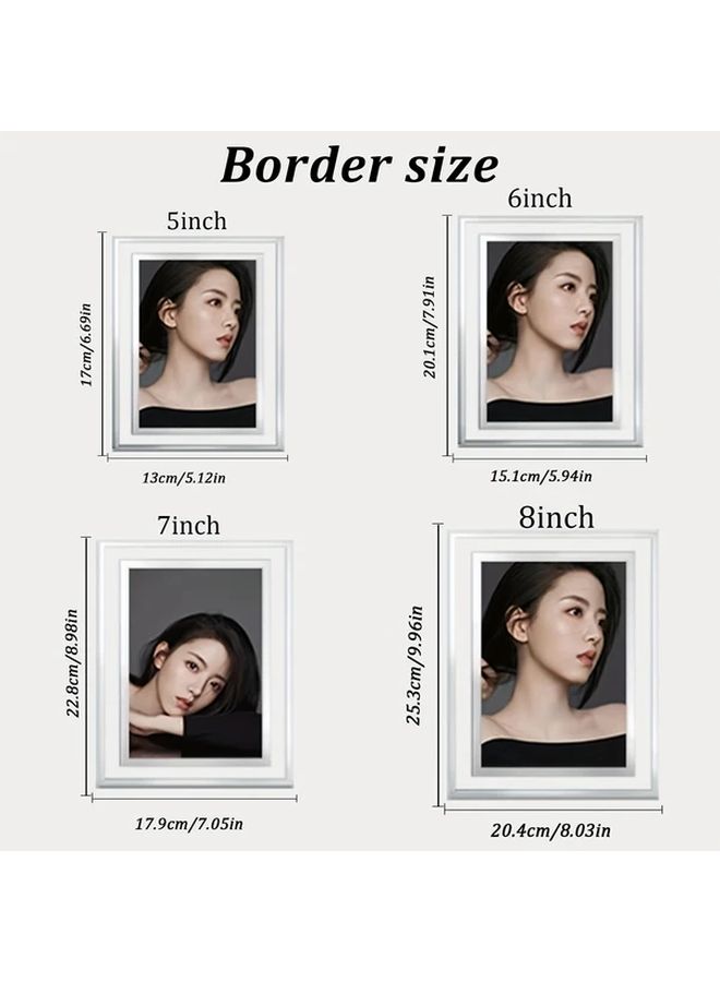3pcs Crystal Glass Photo Frame Set 6 Inch Silver Trim Minimalist Display Wedding Family Office Decor - Image 3