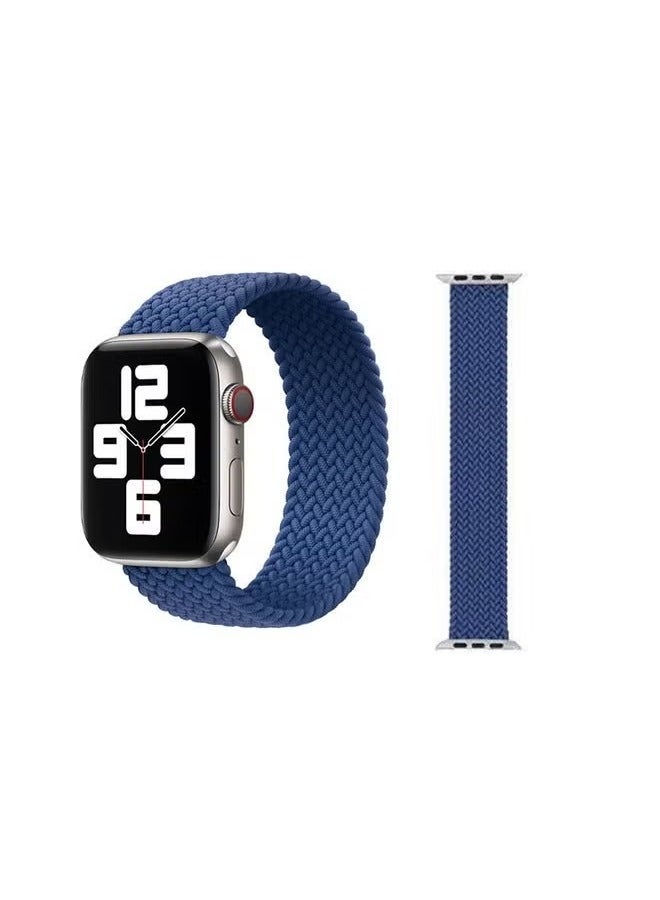 vesus Braided Solo Loop Elastic Replacement Band Medium for Apple Watch 42/44/45mm blue