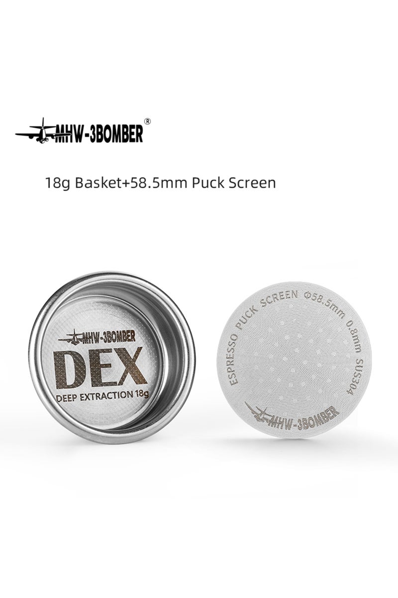 سلة فلتر إسبريسو 18 غرام مع شاشة قرصية 58.5 مم، سلة قهوة 15-20 غرام مع شاشة قرصية تناسب فلتر إسبريسو 58 مم