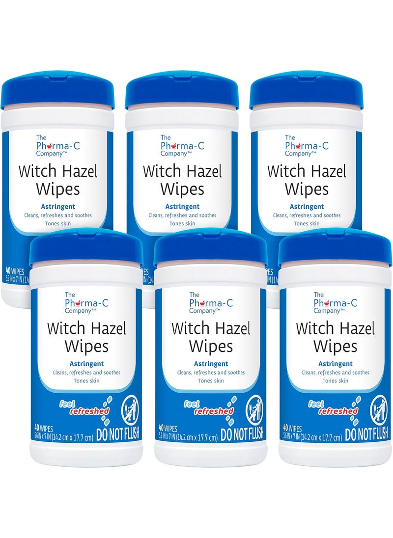 Pharma-C-Wipes PharmaC Witch Hazel Wipes 6 canisters  Daily Toner  Astringent Cleansing Cloths for Face 