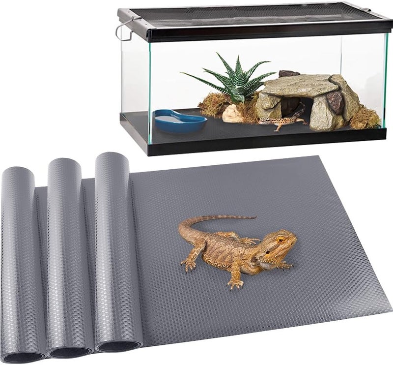 TCYPUHL Reptile Carpet,Bearded Dragon Tank Accessories,Reptile Mat, Leopard Gecko Substrate,Bearded Dragon Tank Flooring,Snake,Tortoise Bedding(18" × 79 ", 3 PCS Grey Thicker Mat) - Image 1