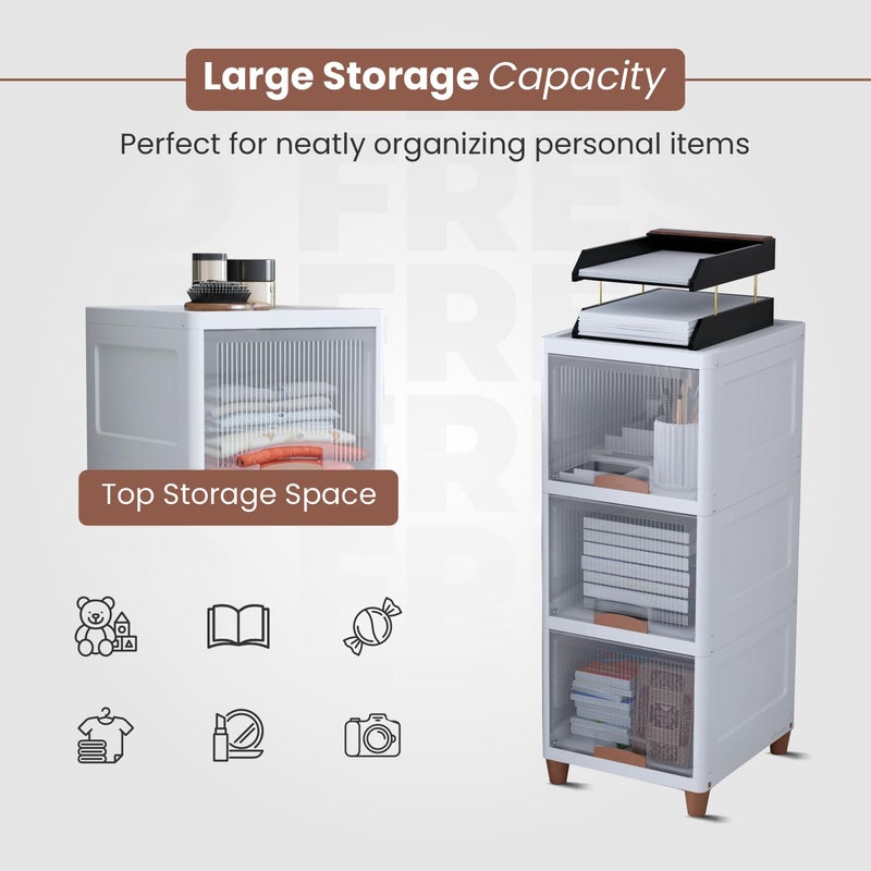 JD FRESH 5 Tier Drawers for Storage CabinetPlastic Storage DrawerCupboard for Multipurpose Storage OrganizerStackable Storage BoxMultipurpose Storage RackPlastic Wardrobe Organizer White - Image 4