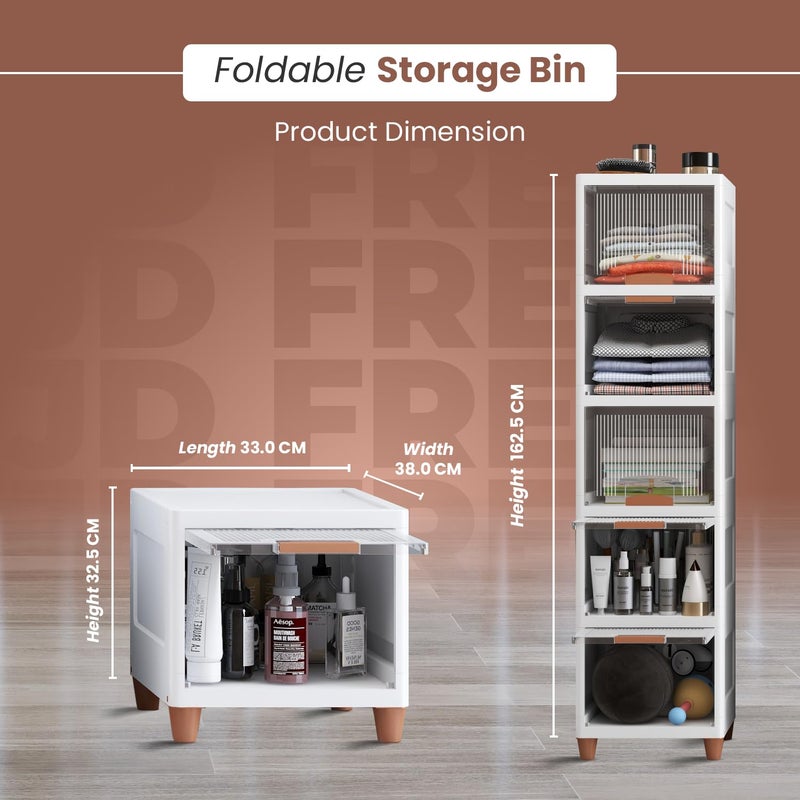 JD FRESH 5 Tier Drawers for Storage CabinetPlastic Storage DrawerCupboard for Multipurpose Storage OrganizerStackable Storage BoxMultipurpose Storage RackPlastic Wardrobe Organizer White - Image 3