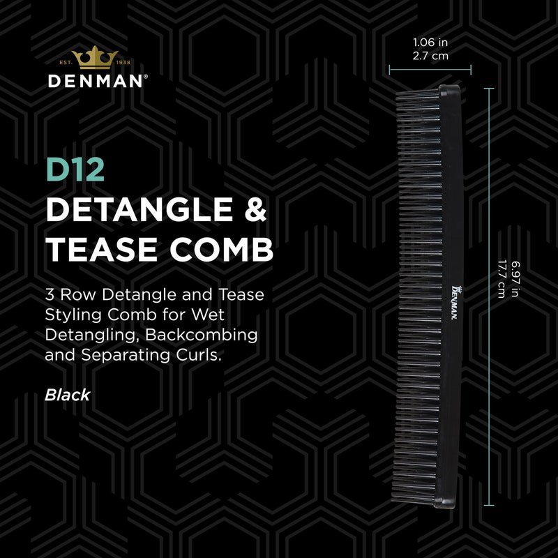 DENMAN Jack Dean by Denman (Black) Curl Volumiser Comb for Separating, Styling, Defining, Enhancing & Boosting Curls (D12) - Image 2