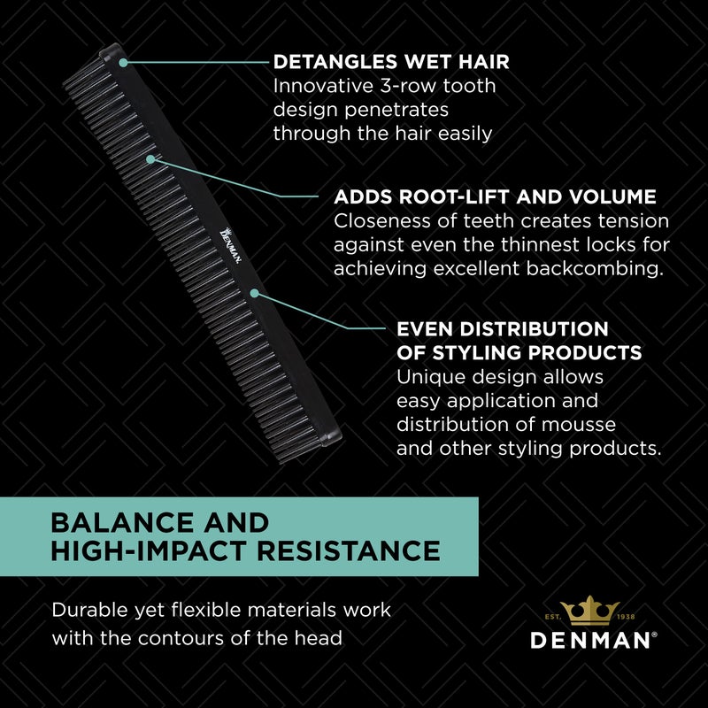 DENMAN Jack Dean by Denman (Black) Curl Volumiser Comb for Separating, Styling, Defining, Enhancing & Boosting Curls (D12) - Image 5