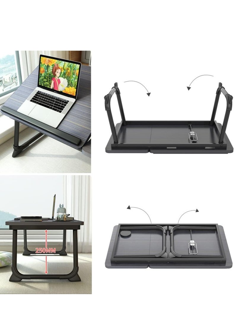 Generic Laptop Desk for Bed, Adjustable Laptop Stand with 5 Adjustable Angles, Portable Lap Tray Table with Cup Holder, Laptop Bed Desk Tray for Eating Working Writing Reading (Black) - Image 2