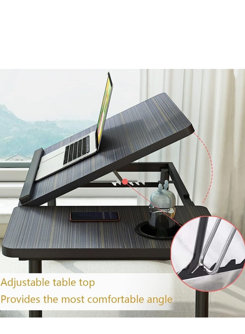 Generic Laptop Desk for Bed, Adjustable Laptop Stand with 5 Adjustable Angles, Portable Lap Tray Table with Cup Holder, Laptop Bed Desk Tray for Eating Working Writing Reading (Black) - Image 3