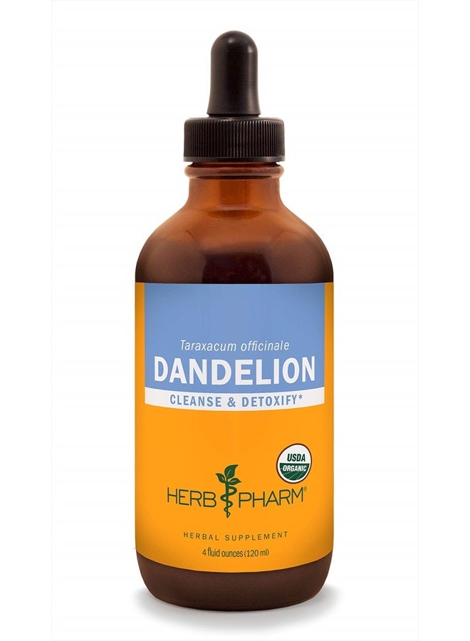 HERB PHARM Certified Organic Dandelion Liquid Extract for Cleansing and Detoxification, Organic Cane Alcohol, 4 Ounce - Image 1