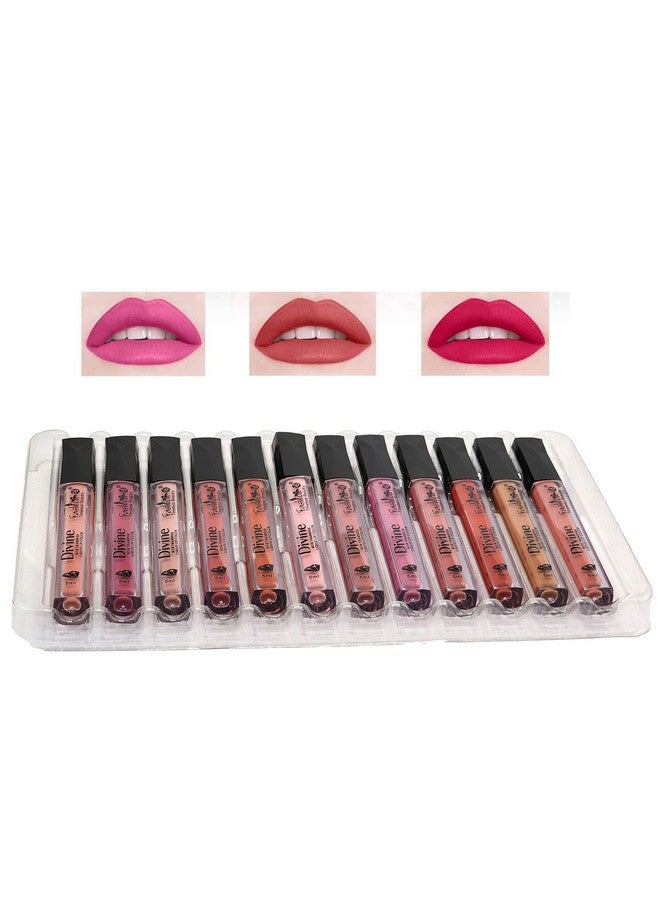 TopFinderÂ® Matte Lipstick Set, 12 Shades, Compact Size, Transfer Proof, Long Lasting Creamy Soft Texture Liquid Smooth Touch - Pack Of 12pc (Nude, Multicolored)- 5ML - Image 1