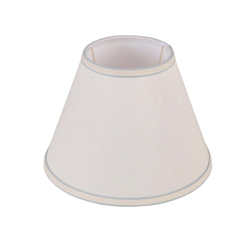 Aspen Creative 58881A Transitional Empire Shape Uno Construction Lamp Shade in Ivory Powder with Blue Trim, 6" Top x 12" Bottom x 9" Slant Height - Image 1