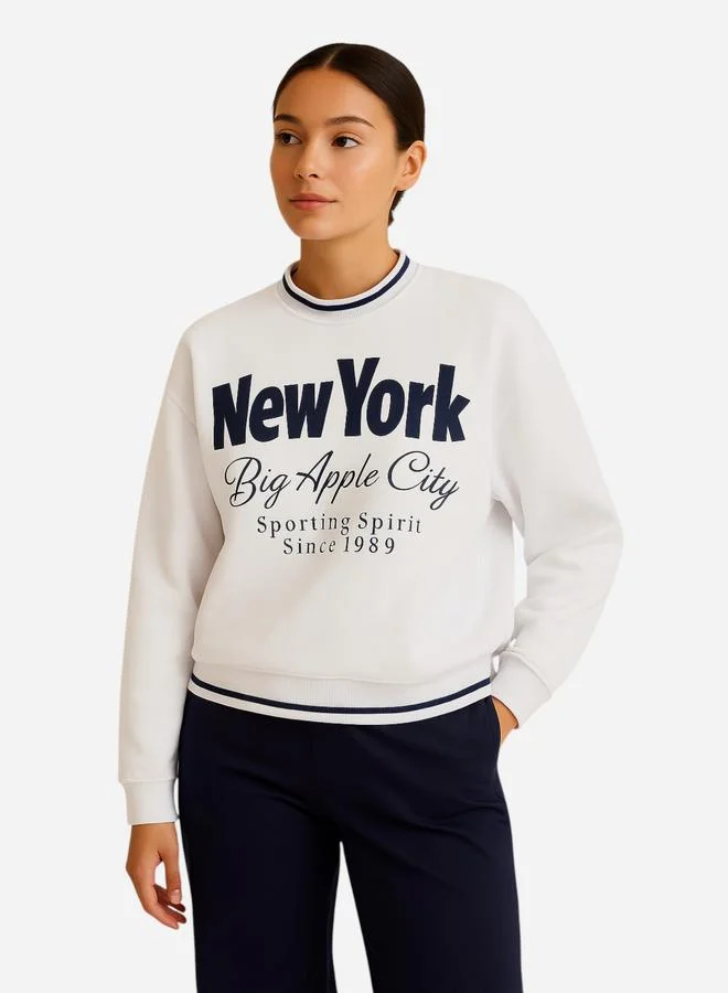 victor and jane New York Big Apple Contrast Rib Sweatshirt - 100% Cotton Fleece