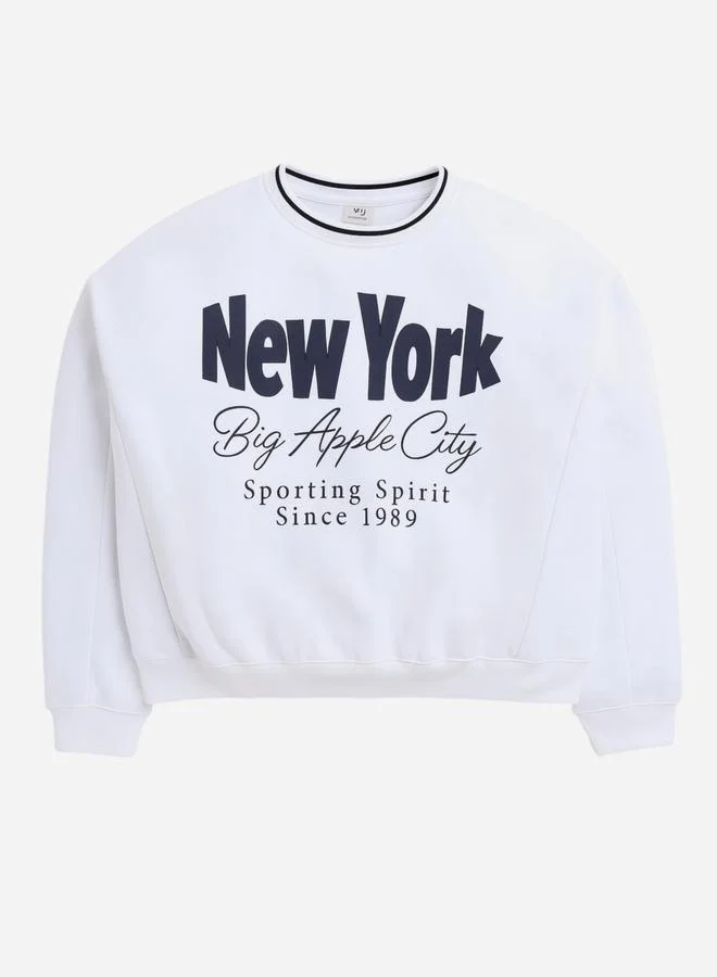 victor and jane New York Big Apple Contrast Rib Sweatshirt - 100% Cotton Fleece