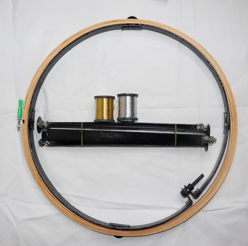 Aari Stand 16 inch with Wooden Frame Maggam Work Stand Aari Embroidery Frame Stand Maggam Work StandTambour Stand Wooden Hoop Embroidery Frame Stand 16 Inches Hoop zari Thread Combo 