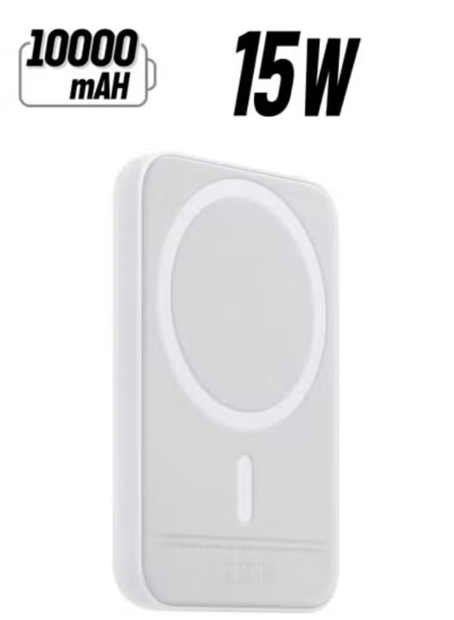 TIGER MagSafe-Compatible 10,000mAh Wireless Power Bank – Magnetic Portable Charger with USB-C Fast Charging, LED Battery Indicator & Strong Magnetic Alignment – Slim Backup Battery Pack (White) - Image 2