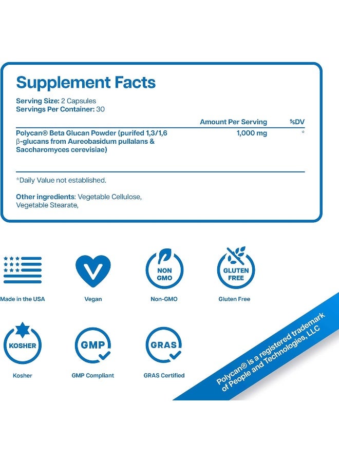نوتريانا مكملات بيتا جلوكان 1000 مجم - مكملات دعم المناعة - بيتا جلوكان 1 3D 1، 6 - مكملات جلوكان لتعزيز المناعة - 60 كبسولة - Image 5