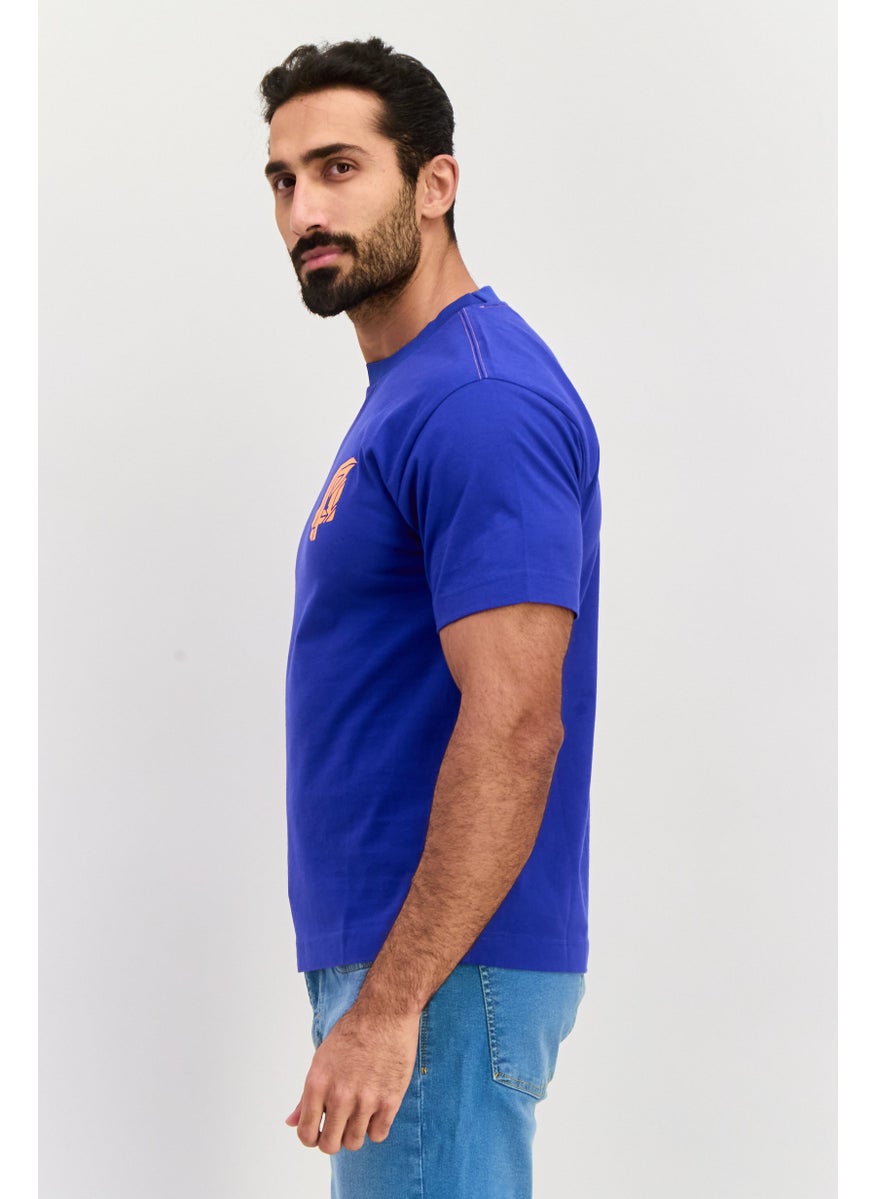 ESPRIT - Men Crew Neck Short Sleeve Brand Logo T Shirt, Royal Blue - Image 1