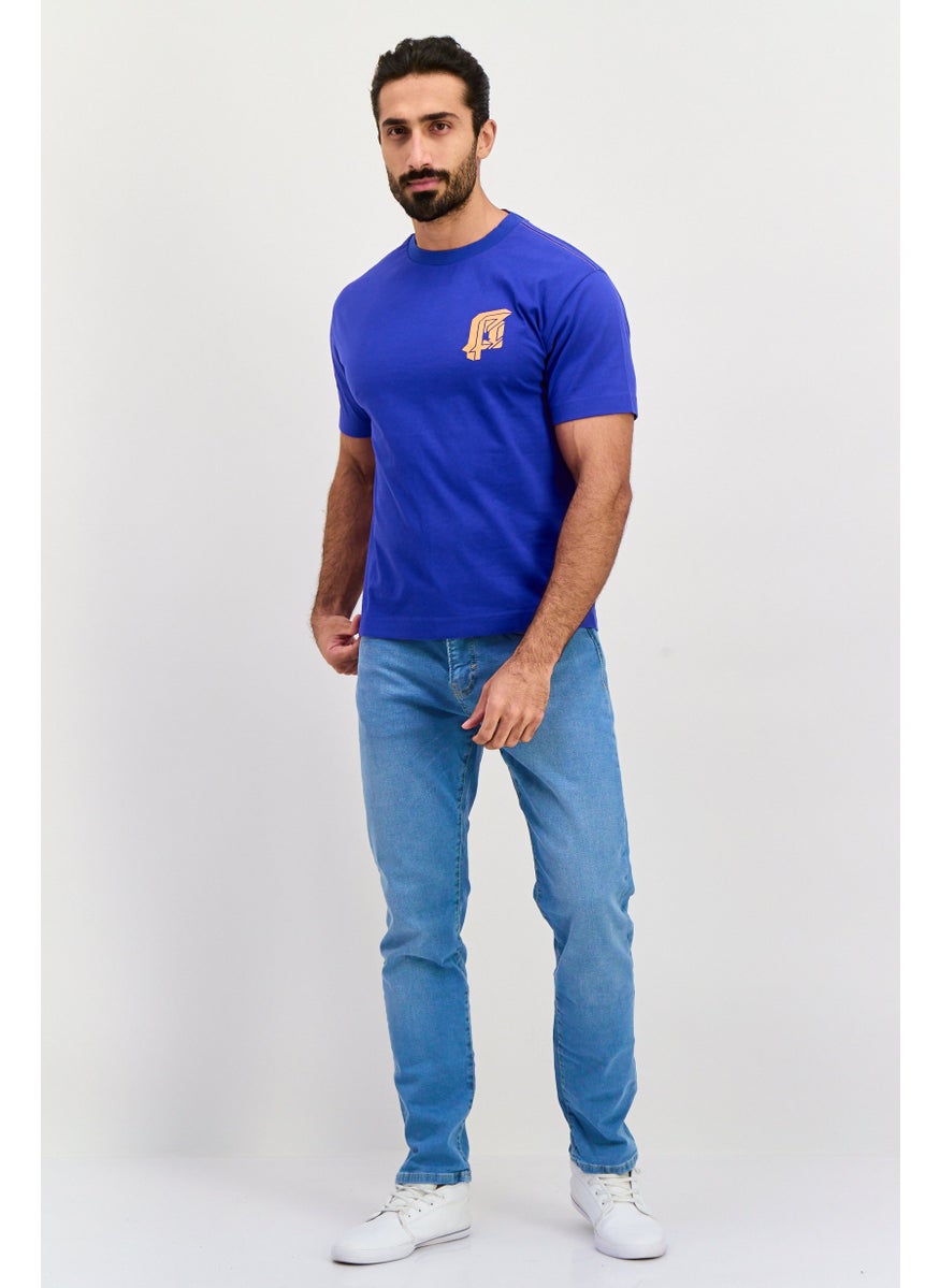ESPRIT - Men Crew Neck Short Sleeve Brand Logo T Shirt, Royal Blue - Image 1
