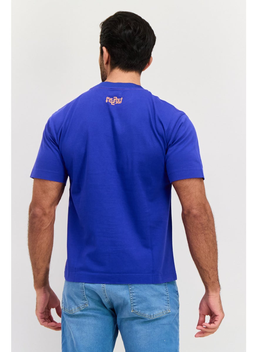 ESPRIT - Men Crew Neck Short Sleeve Brand Logo T Shirt, Royal Blue - Image 1